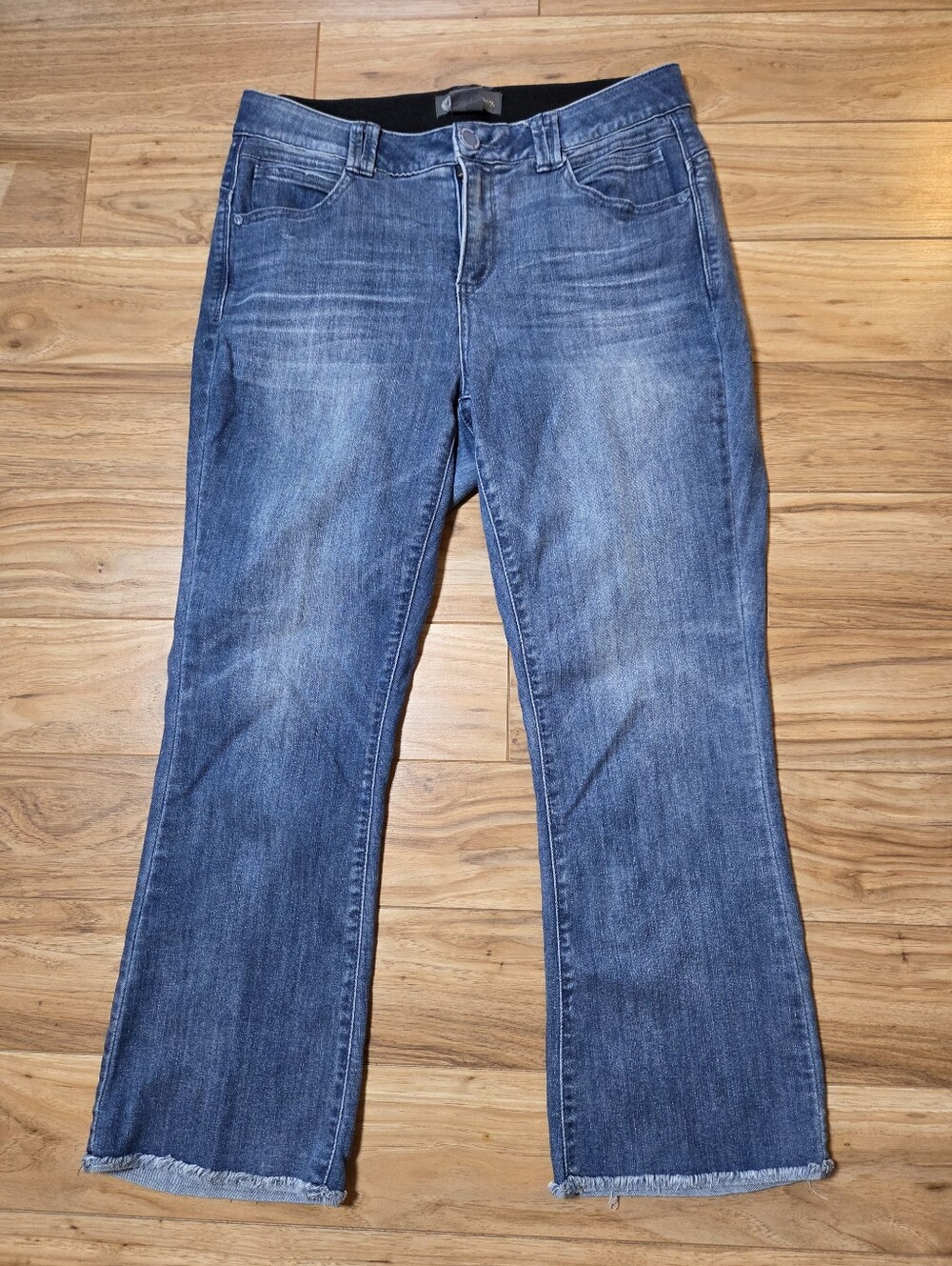 Democracy Ab Technology Jeans 14W Blue Womens Flare Fray Hem 26" Inseam Comfort